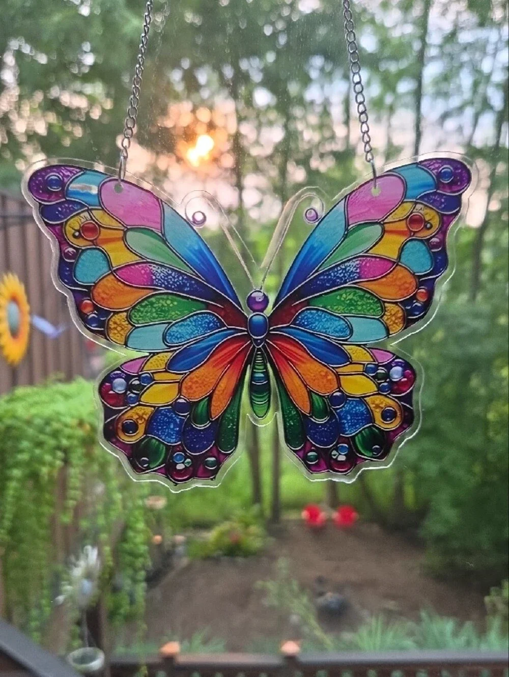 Colorful Butterfly Hanging Window Or Wall Decor - Multicolor